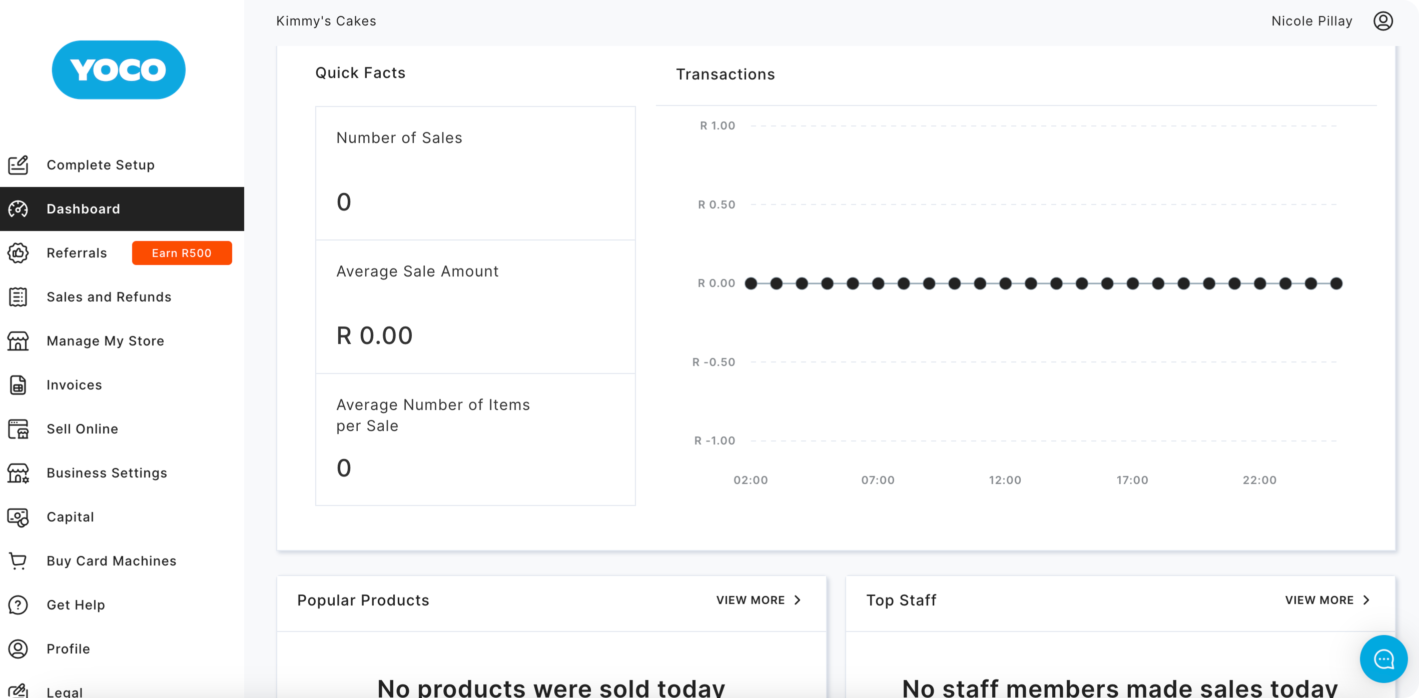 Portal, the previous web product: a thirteen-item side nav running from Complete Setup and Dashboard down through Invoices, Capital and Legal, beside a dashboard of quick facts and a flat transactions chart.